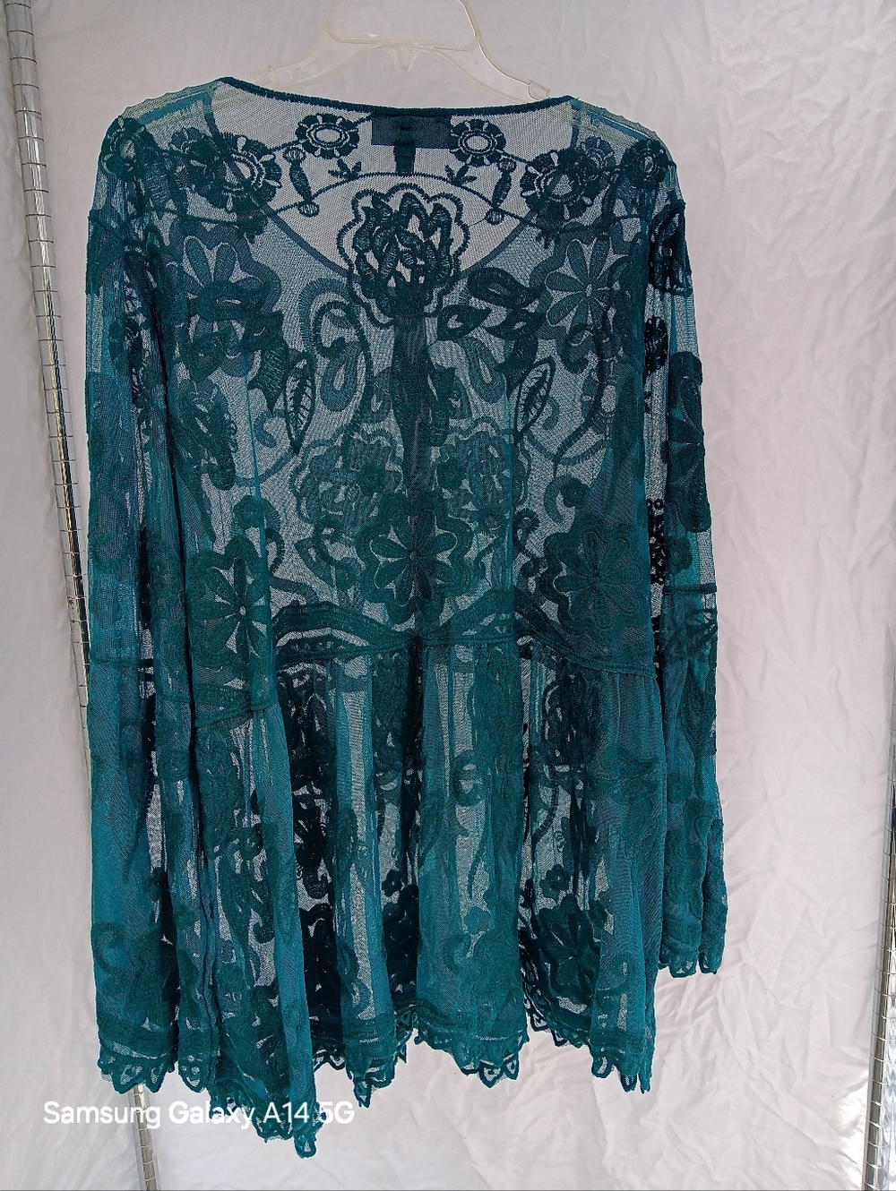 Lane Bryant Mesh Embroidered Babydoll Top Size 18/20 - Picture 4 of 11
